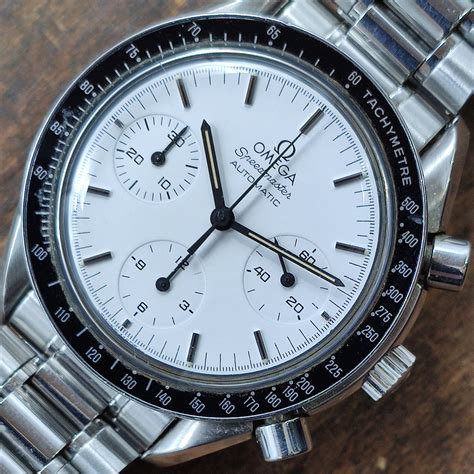 white gold omega speedmaster|omega speedmaster reduced white dial.